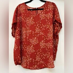 Maurices Red Floral Blouse